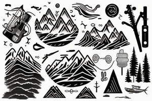 Music, nature, mountains, sea tattoo idea