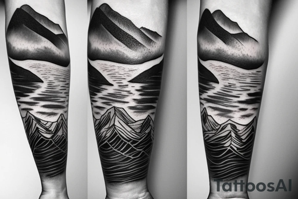 Music, nature, mountains, sea tattoo idea