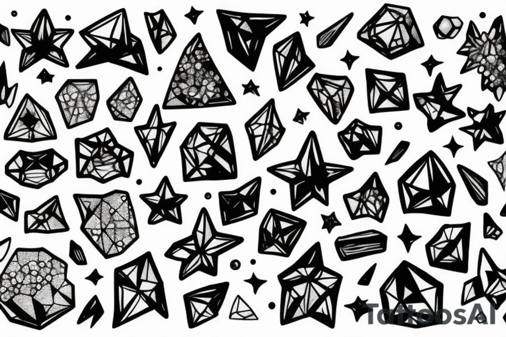 Crystals in night sky. Can be crystals instead of stars. tattoo idea