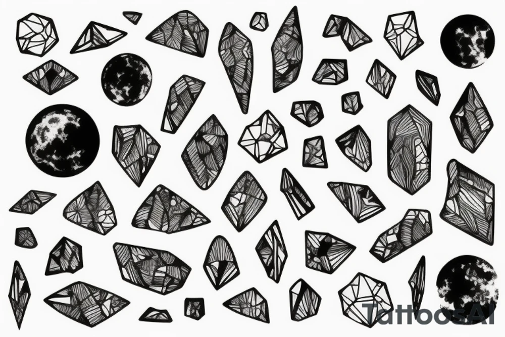 Crystals on moon tattoo idea