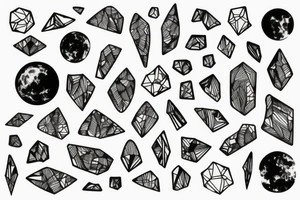 Crystals on moon tattoo idea