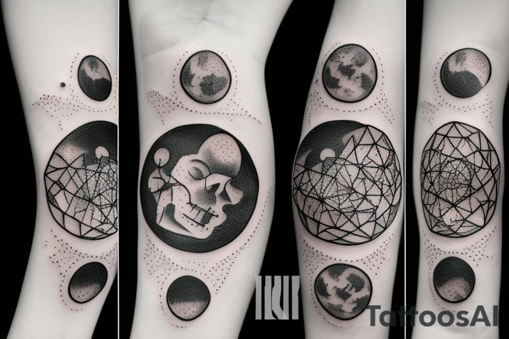 Crystals on moon tattoo idea