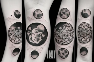 Crystals on moon tattoo idea