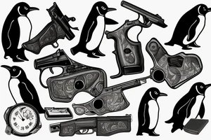 Pinguin with Beretta m92 tattoo idea