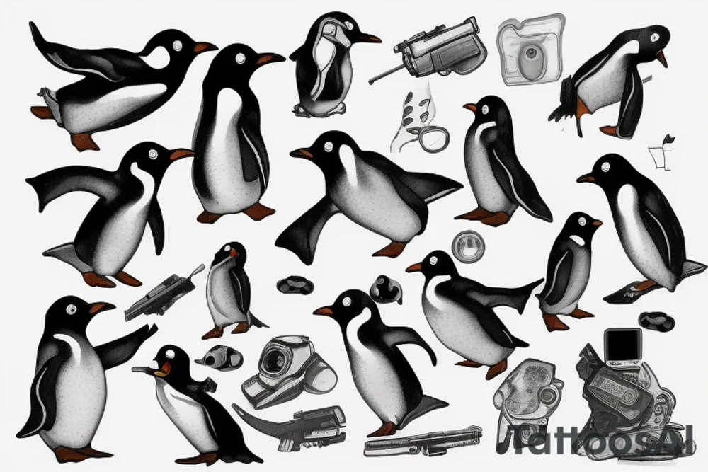 Pinguin with Beretta m92 tattoo idea