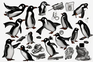 Pinguin with Beretta m92 tattoo idea