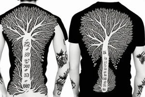 tree with lot of numbers on the leafs tattoo idea