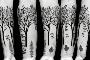 tree with lot of numbers on the leafs tattoo idea
