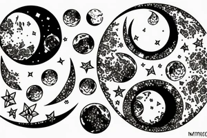 Crystals on night moon tattoo idea