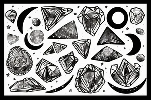Crystals on night moon tattoo idea
