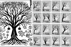 tree designed by numbers tattoo idea