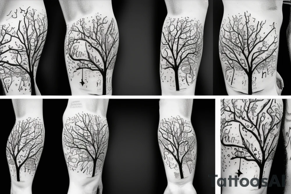 tree designed by numbers tattoo idea