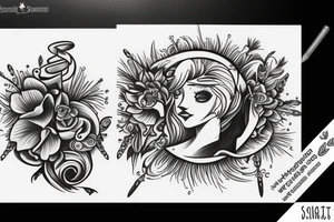 Writing Dum spiro sporo, flower,  zodiac sign Sagittarius tattoo idea
