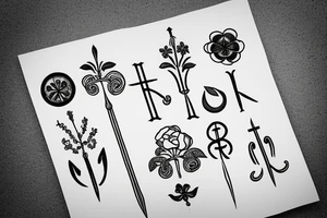 Writing Dum spiro sporo, flower, rune tattoo idea