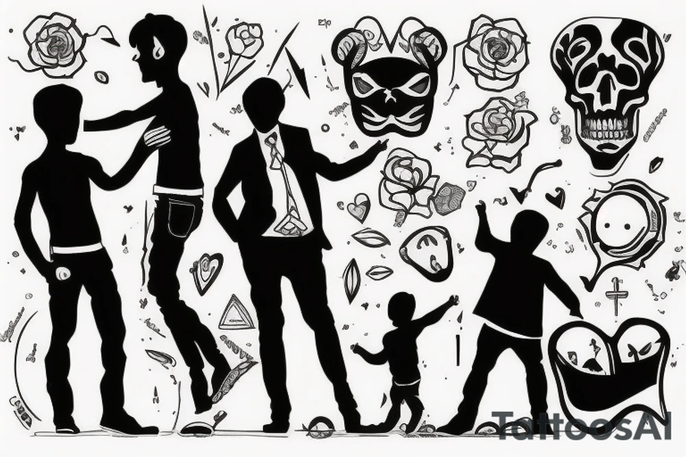 Bond between father and his two sons tattoo idea