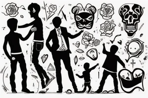 Bond between father and his two sons tattoo idea