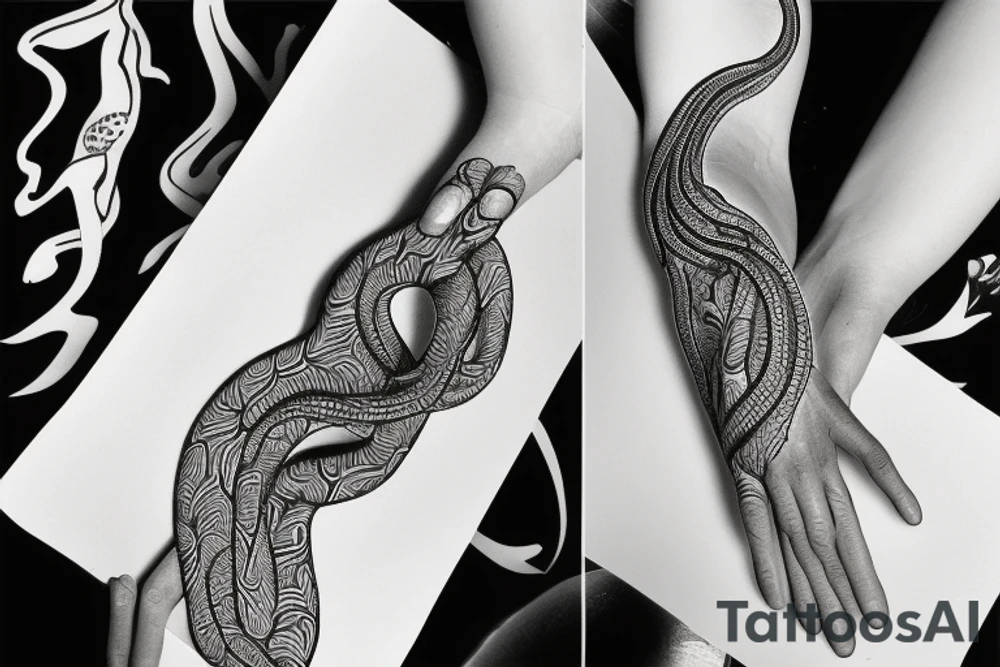 Snake around hand tattoo idea