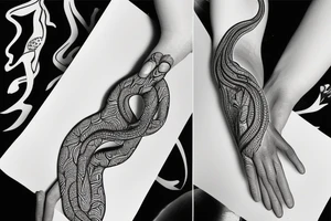 Snake around hand tattoo idea