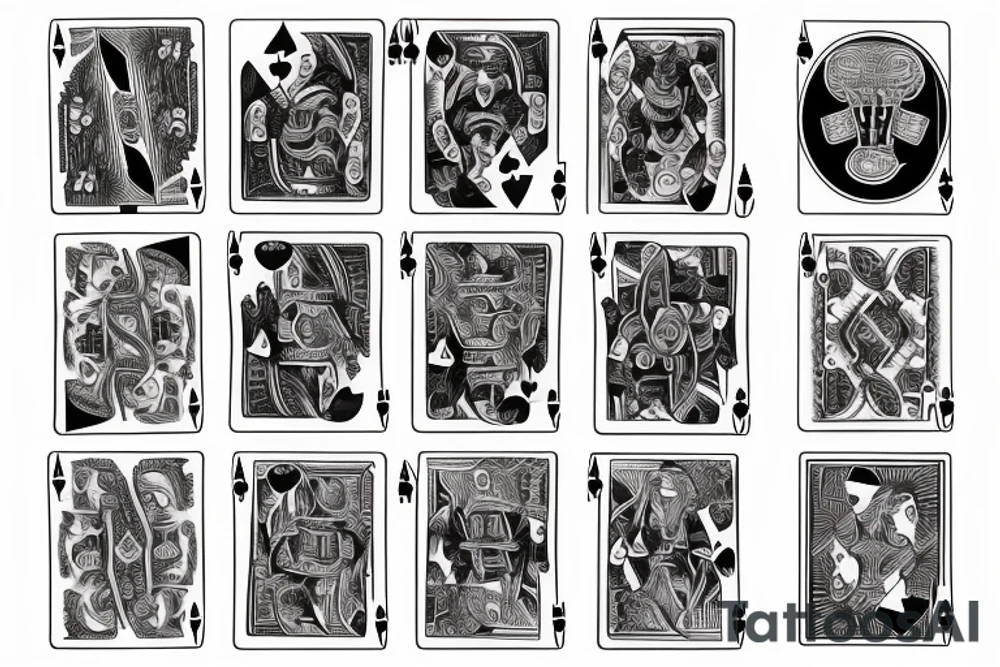 two hands that are shuffling cards tattoo idea