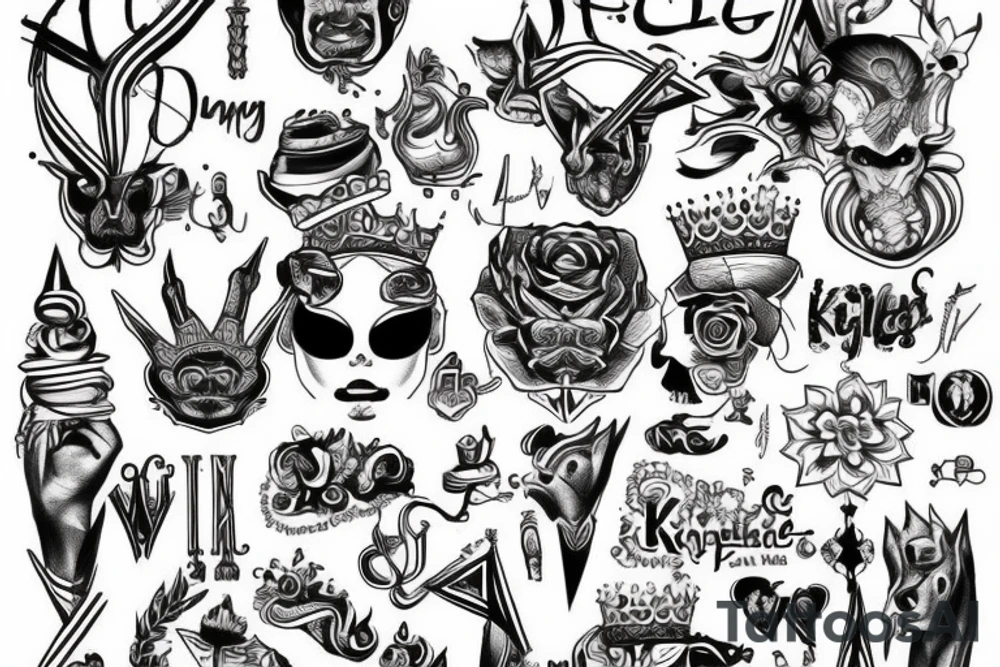 King made by lines tattoo idea