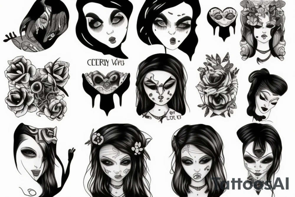 Creepy girl tattoo idea