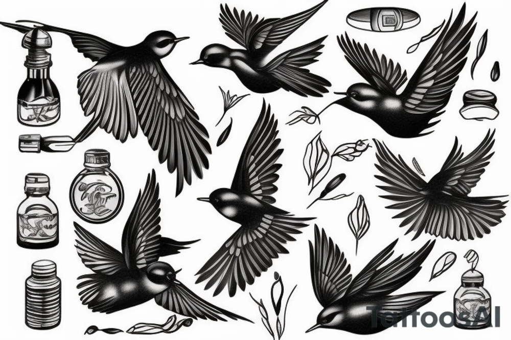 swallow in old skool style tattoo idea