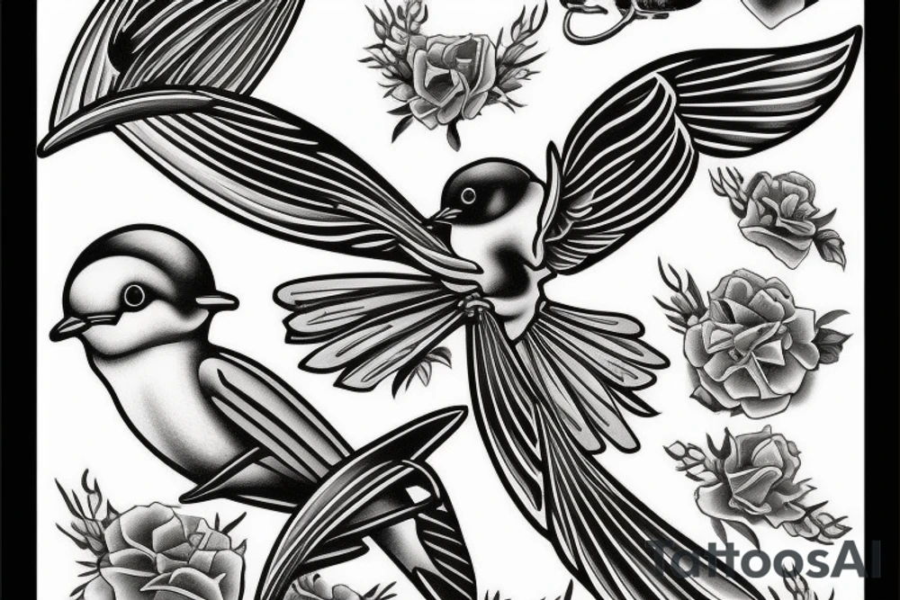 swallow in old skool style tattoo idea