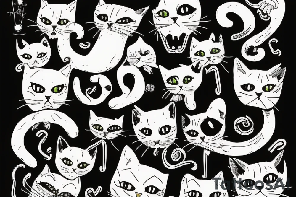 Creepy cat tattoo idea