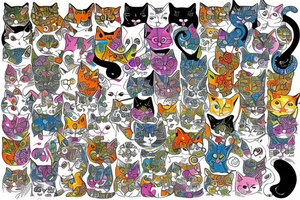 Psychodelic cats tattoo idea