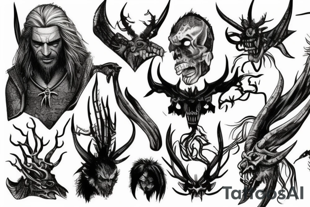 demon called strzyga in witcher games tattoo idea