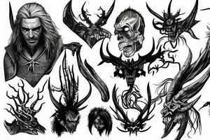 demon called strzyga in witcher games tattoo idea