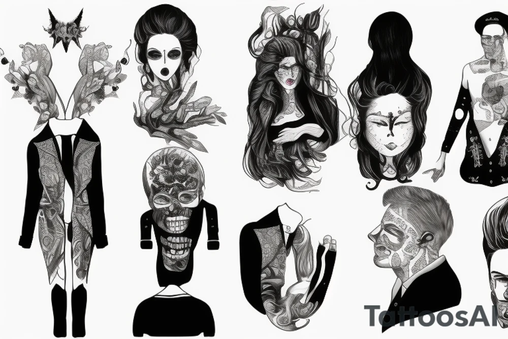 an inverted person in a coat tattoo idea