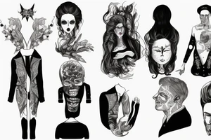 an inverted person in a coat tattoo idea