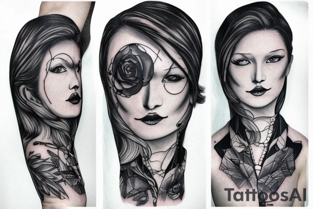 an inverted person in a coat tattoo idea