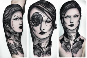an inverted person in a coat tattoo idea
