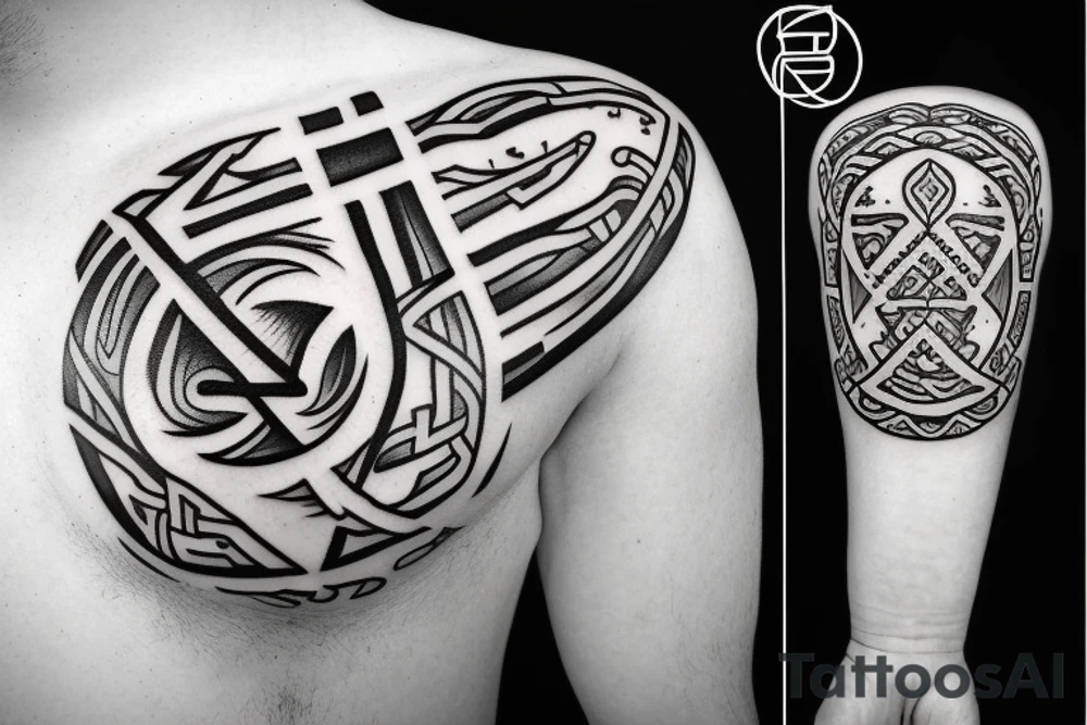 Nordic runes with animals tattoo idea