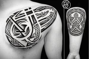 Nordic runes with animals tattoo idea