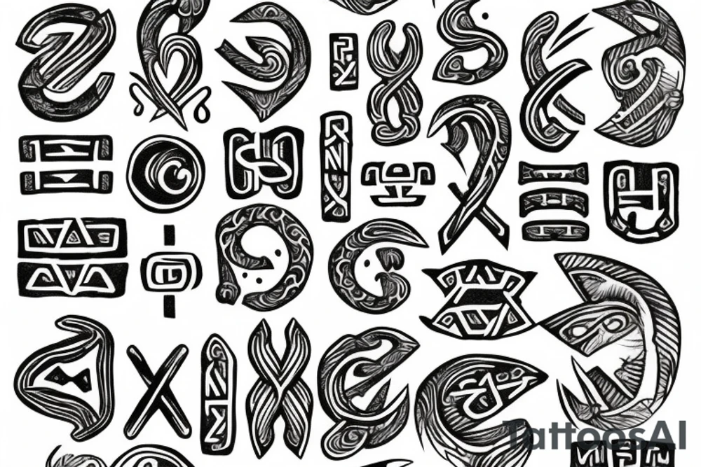 Nordic runes with animals tattoo idea