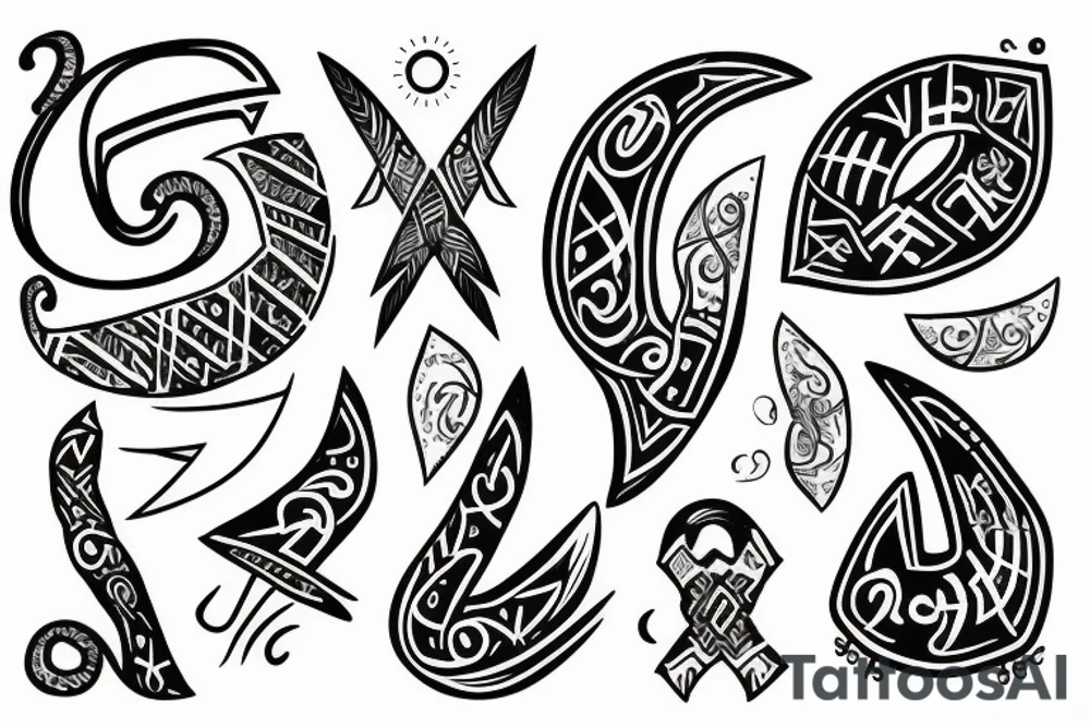 Nordic runes with animals tattoo idea