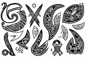 Nordic runes with animals tattoo idea