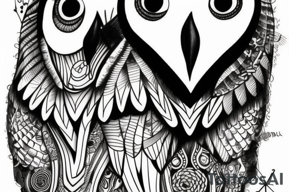 Owl on a chest tattoo idea