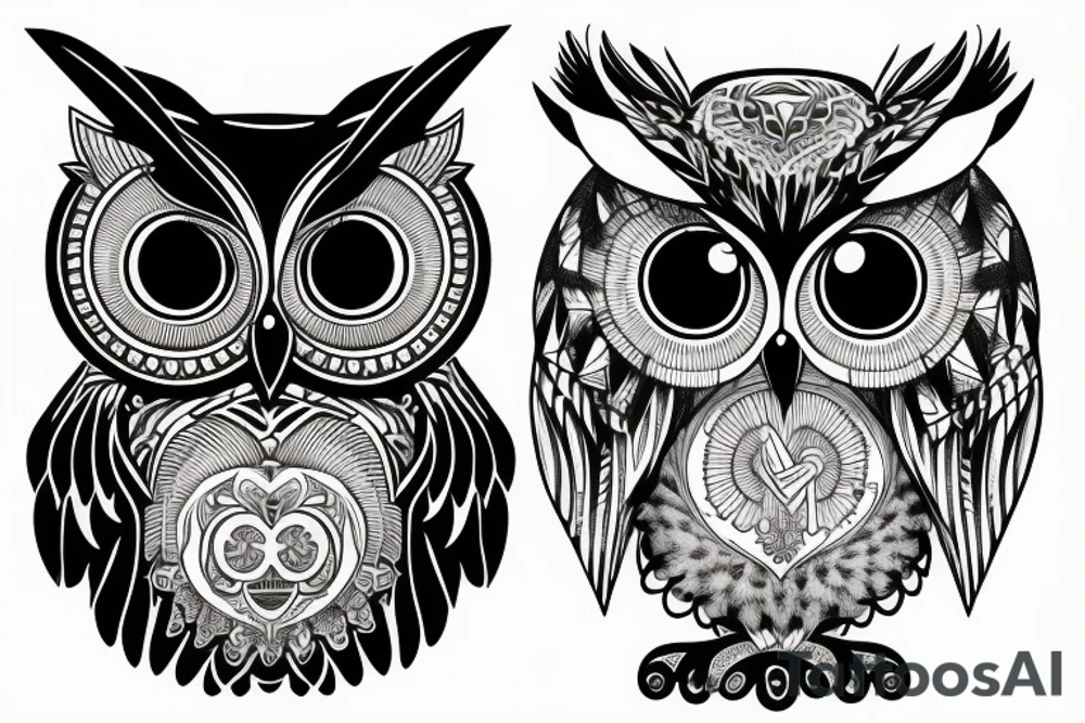 Owl on a chest tattoo idea