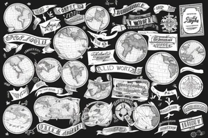 vintage map o world tattoo idea