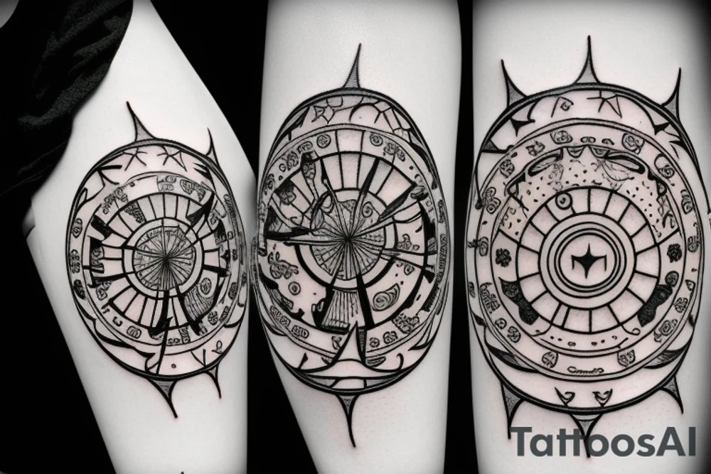 tarot moon star wheel of fortune cat tattoo idea