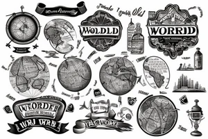 vintage map o world tattoo idea
