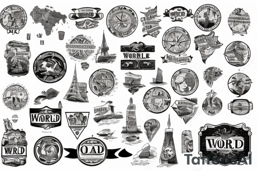 vintage map o world tattoo idea