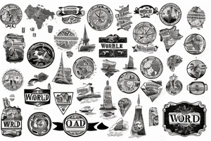 vintage map o world tattoo idea