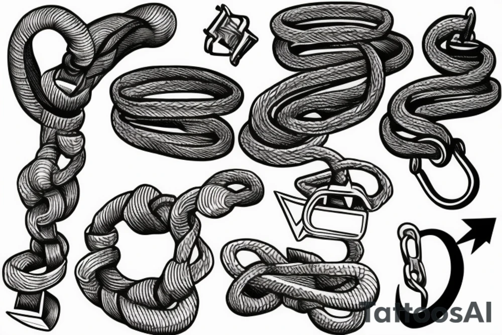 rope, climbing, clip hook tattoo idea