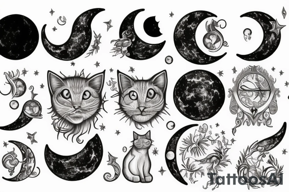 tarot moon star cat tattoo idea