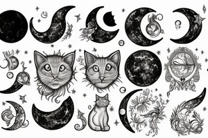tarot moon star cat tattoo idea